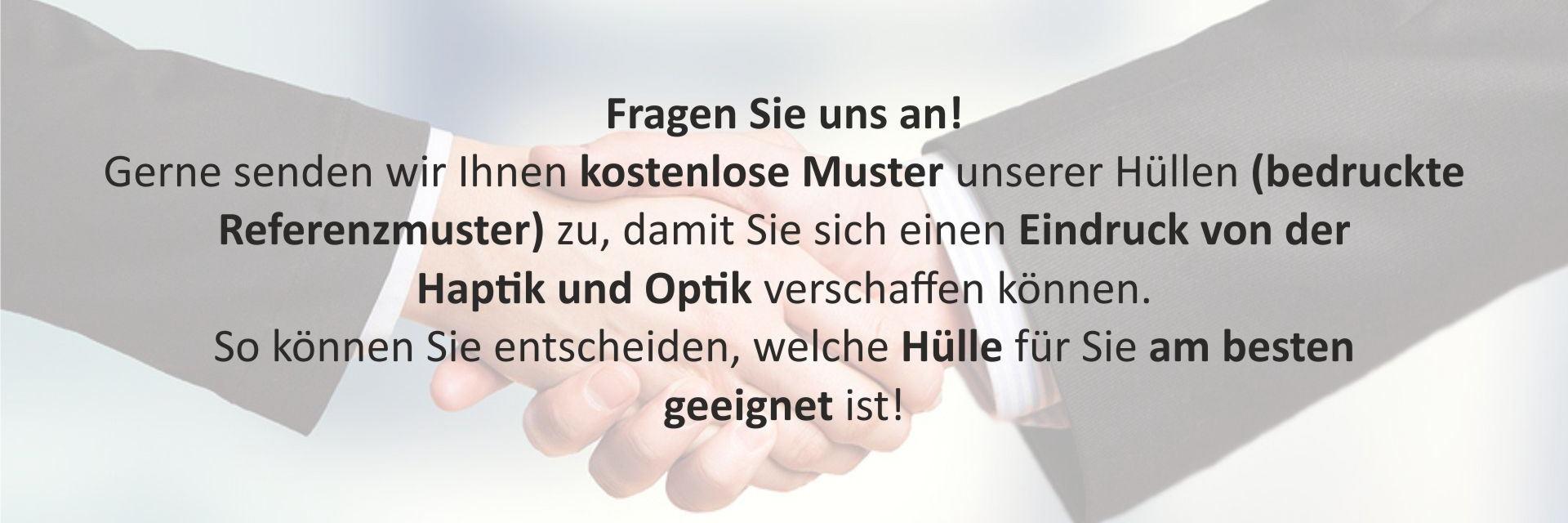 Zwei Menschen geben sich die Hand im Hintergrund, Text überlagert das Bild – Symbol für Zusammenarbeit und Kommunikation