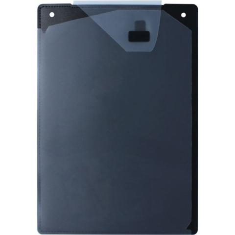 schwarze Werkstattmappe aus PP mit Einschubtasche für DIN A4 und Autoschlüssel