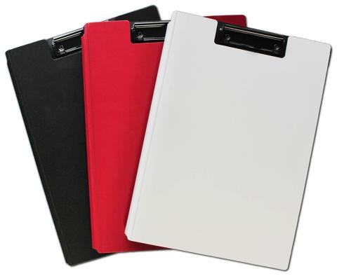 3 Klemmmappen A4 aus unzerbrechlichem Polyfoam in rot, weiß und schwarz