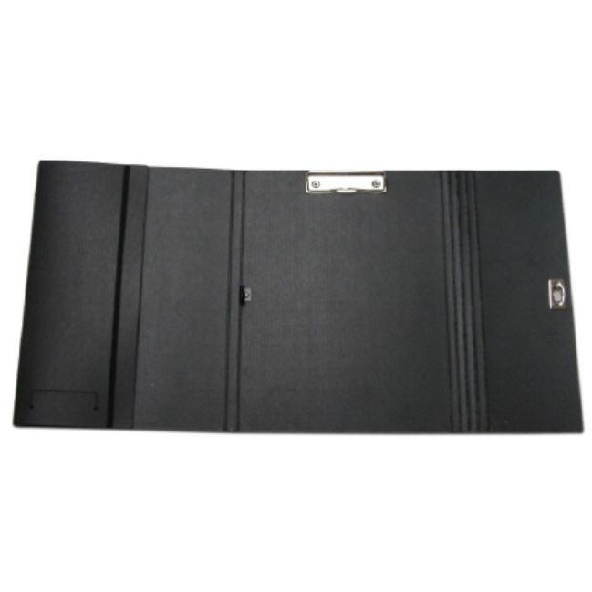 Schwarze Kongressmappe aus Recyclingkarton, offene Innenansicht