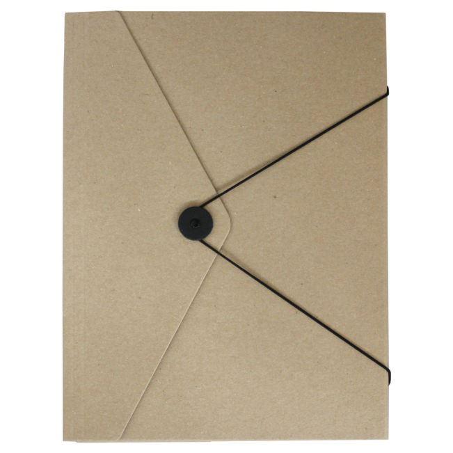 Tagungsmappe aus Atlpapier mit Gummzug, in naturbraun