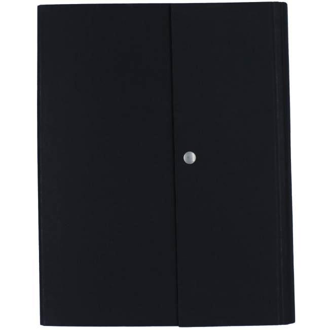 schwarze Tagungsmappe aus Karton mit Druckknopfverschluss