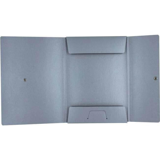 silber-graue Tagungsmappe aus Karton mit Druckknopfverschluss, Innenansicht