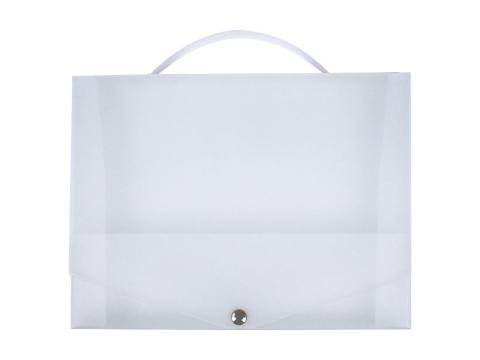 Collegemappe aus PP-Vollkunststoff mit Trageriff und Druckknopfverschluss