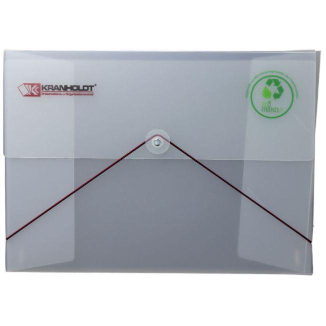 Dokumentenbox A4 aus Recycling-PP mit Gummzugverschluss und Druck