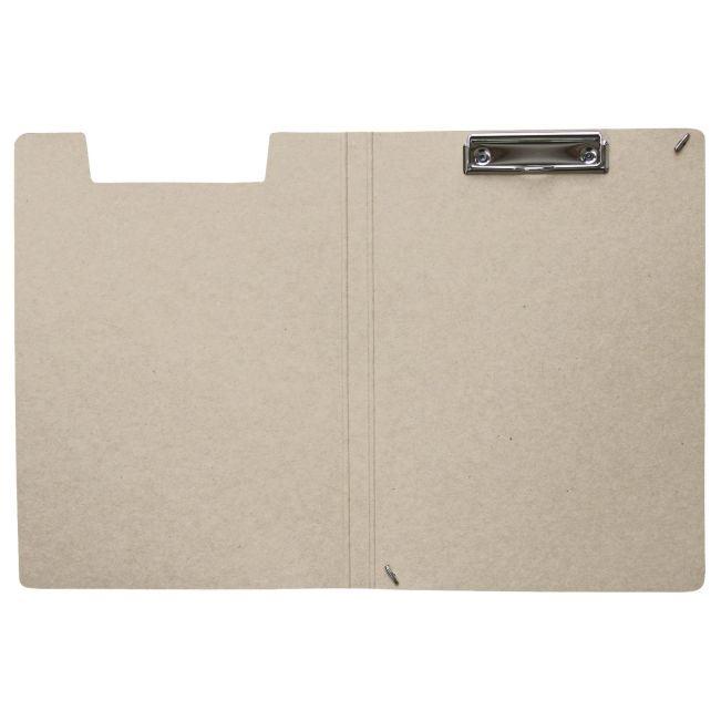 Klemmbrettmappe aus Altpapier, in naturbraun, offen