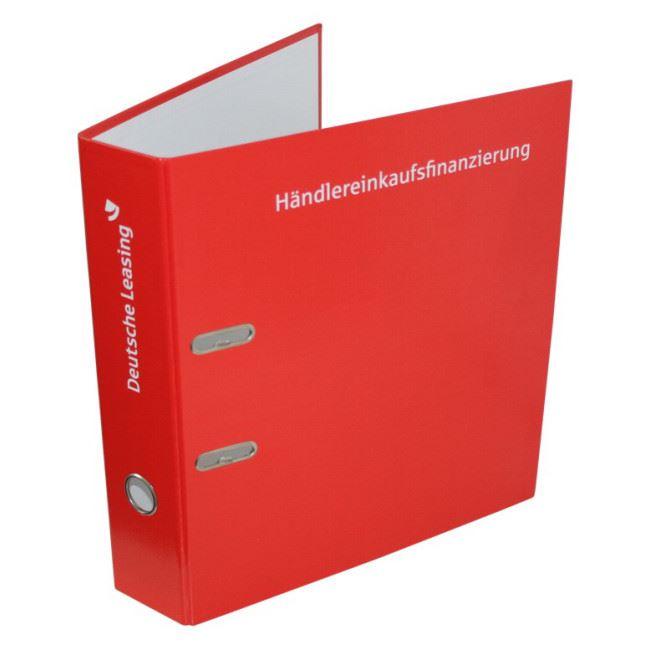 Ordner in Sparkassen-rot mit weißem Druck