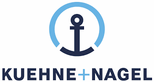 Logo der Speditionsfirma Kuehne & Nagel mit blauem Schriftzug und Symbol
