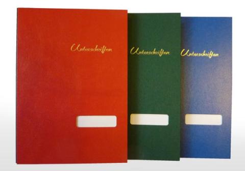 Unterschriftenmappe aus umweltfreundlichem, kaschierten Kunststoff