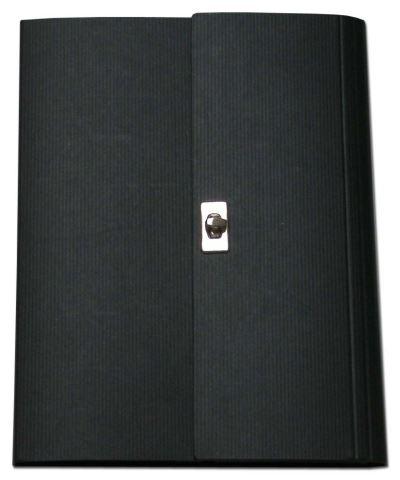 schwarze Kongressmappe aus recyceltem Karton, mit Wirbelverschluss